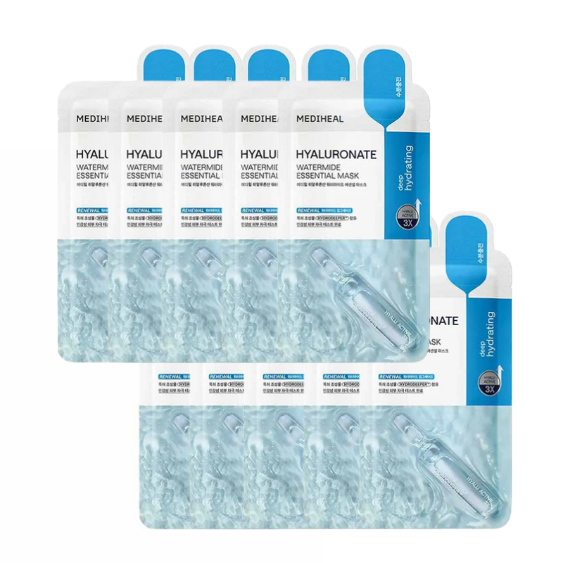 MEDIHEAL Hyaluronate Watermide Essential Mask 10pcs | BONIIK Best Korean Beauty Skincare Makeup Store in Australia