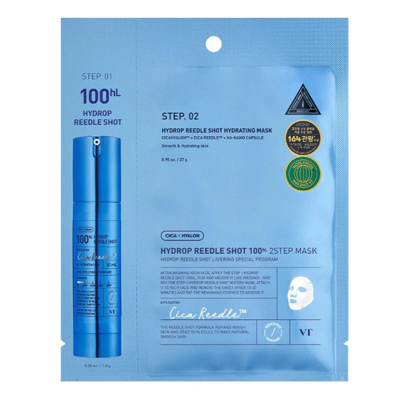 VT Cosmetics HYDROP REEDLE SHOT 100hL 2 STEP MASK | BONIIK Best Korean Beauty Skincare Makeup Store in Australia