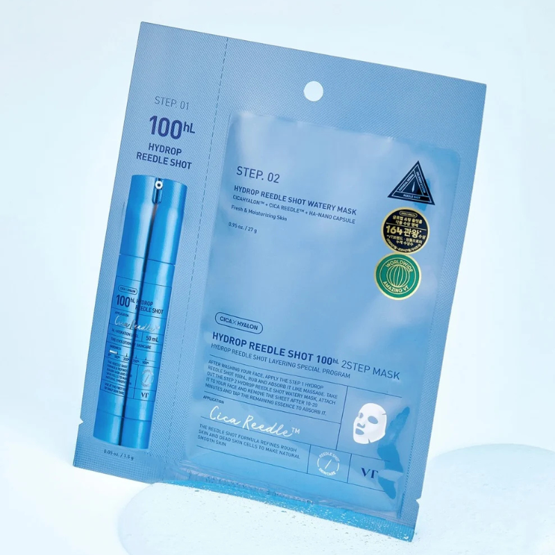 VT Cosmetics HYDROP REEDLE SHOT 100hL 2 STEP MASK | BONIIK Best Korean Beauty Skincare Makeup Store in Australia