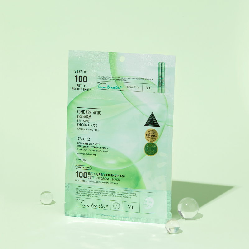 Sheet mask packaging with green gradient on a light green background