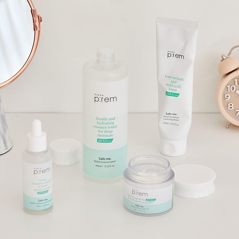 MAKE P:REM Safe Me. Relief Moisture Green Ampoule | Dermatologially tested skincare | BONIIK