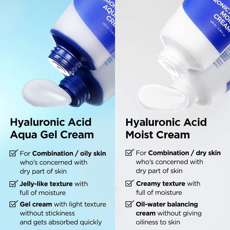 ISNTREE Hyaluronic Acid Moist Cream and Gel Cream Comparison