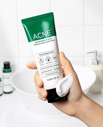 SOME BY MI AHA BHA PHA 30 Days Miracle Acne Clear Foam | Facial Wash | BONIIK Best Korean Beauty Skincare Makeup in Australia