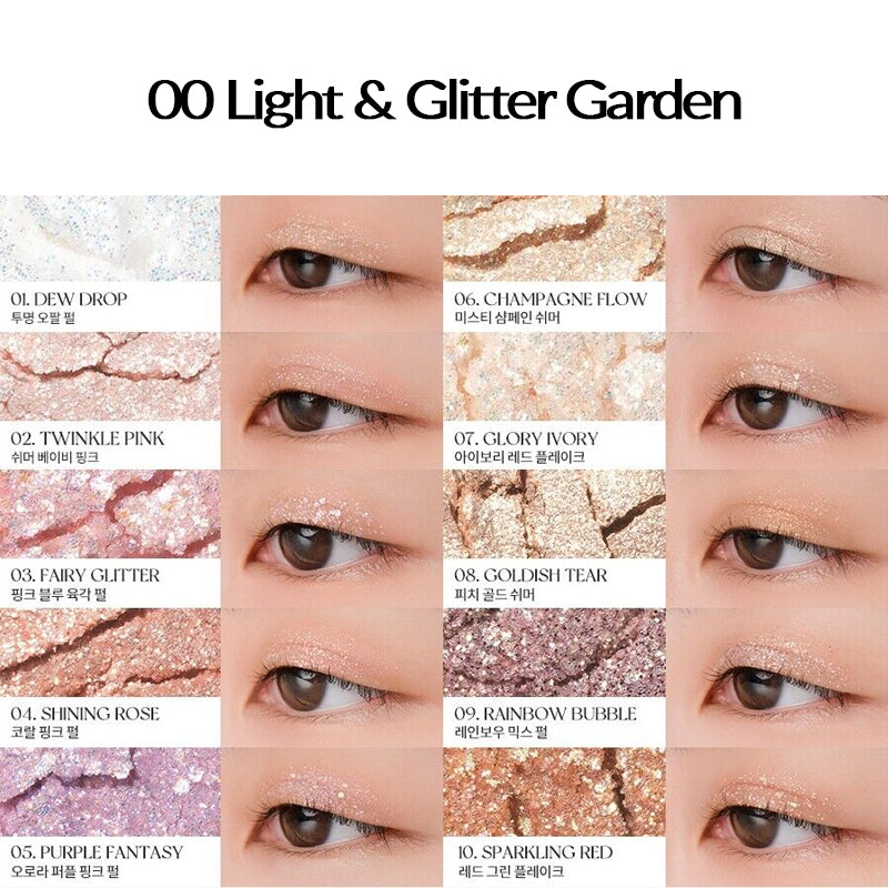 ROMAND Better Than Palette 00 Light and Glitter Garden Swatch | BONIIK Best Korean Beauty Skincare Makeup Store in Australia
