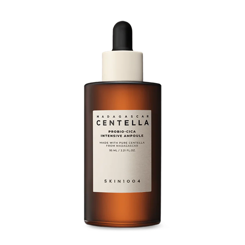 Skincare bottle with dropper labeled 'SKIN1004' on a white background