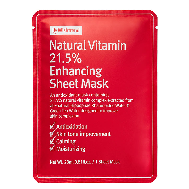 BY WISHTREND Natural Vitamin 21.5% Enhancing Sheet Mask | BONIIK Best Korean Beauty Skincare Makeup Store in Australia