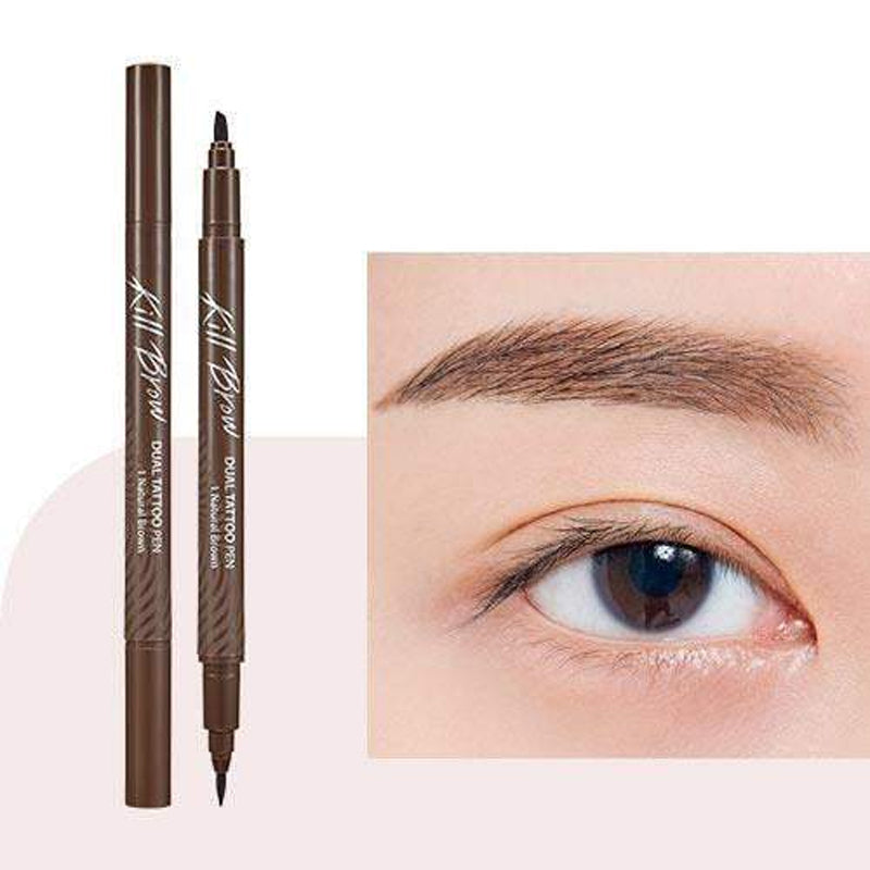 CLIO Kill Brow Dual Tattoo Pen 1 Natural Brown Swatch | BONIIK Best Korean Beauty Skincare Makeup Store in Australia