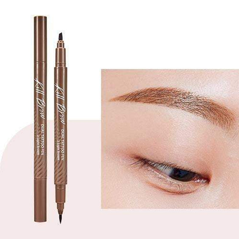 CLIO Kill Brow Dual Tattoo Pen 2 Light Brown Swatch | BONIIK Best Korean Beauty Skincare Makeup Store in Australia