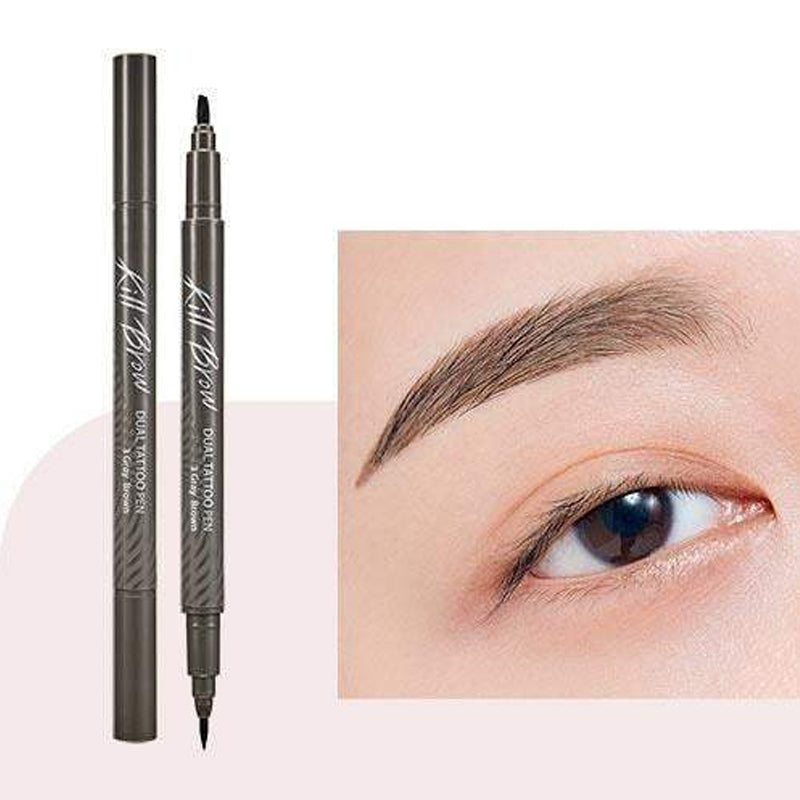 CLIO Kill Brow Dual Tattoo Pen 3 Gray Brown Swatch | BONIIK Best Korean Beauty Skincare Makeup Store in Australia