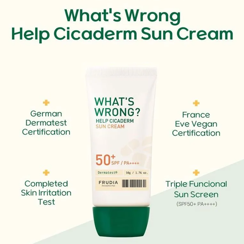 FRUDIA What's Wrong Help Cicaderm Sun Cream | BONIIK K-Beauty Skincare