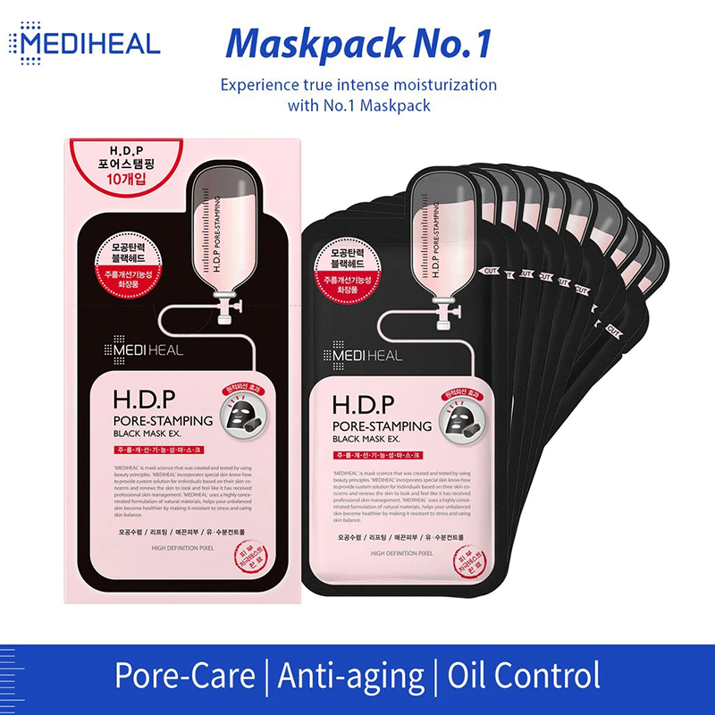 MEDIHEAL H.D.P Pore-Stamping Black Mask EX | BONIIK Best Korean Beauty Skincare Makeup Store in Australia