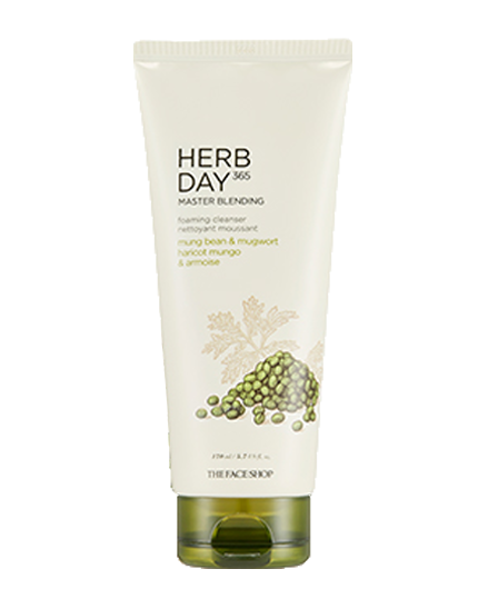 THE FACE SHOP Herb Day 365 Master Blending Foaming Cleanser Mung Bean & Mugwort | Cleanser | BONIIK | Best Korean Beauty Skincare Makeup in Australia 