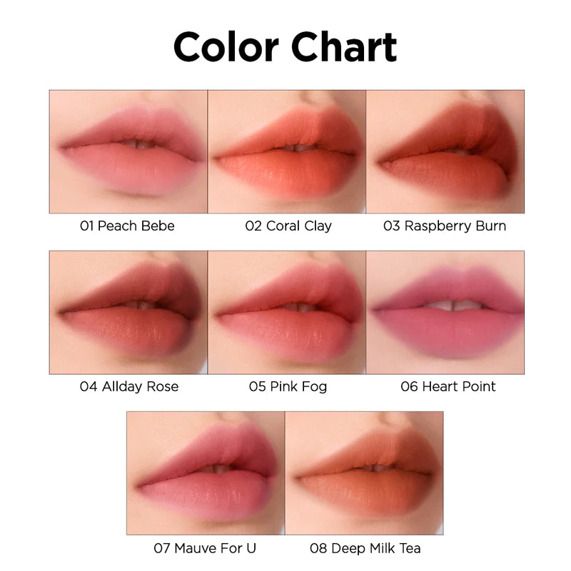 CLIO Chiffon Blur Tint Colour Swatches | BONIIK Best K-Beauty Store in Australia