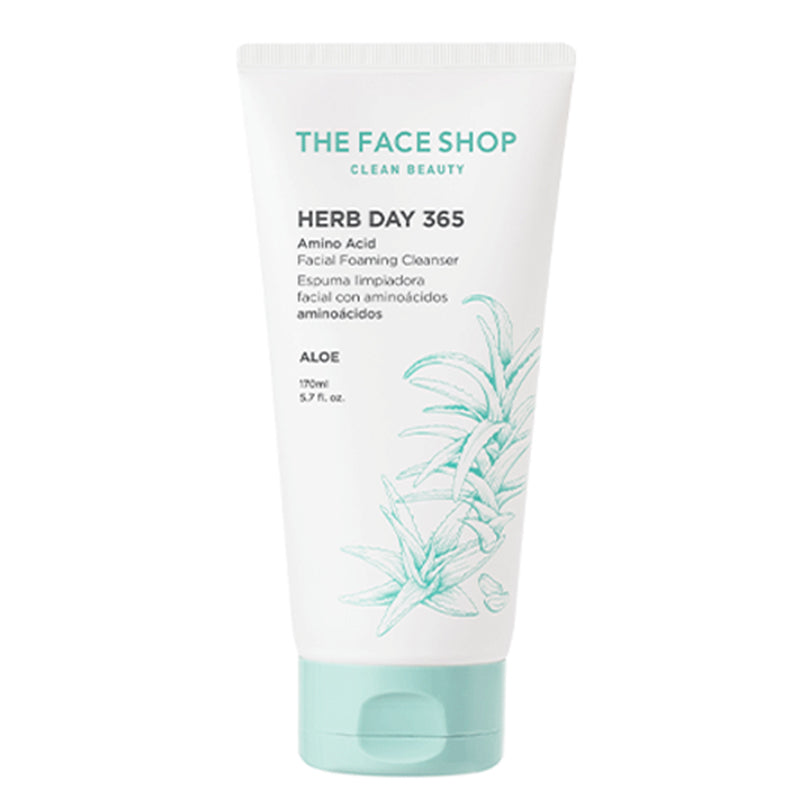 THE FACE SHOP Herb Day 365 Amino Acid Facial Foaming Cleanser Aloe | BONIIK Best Korean Beauty Skincare Makeup Store in Australia